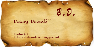 Babay Dezső névjegykártya